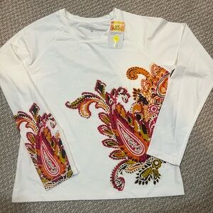 Athleta White UV Protection Top size Large